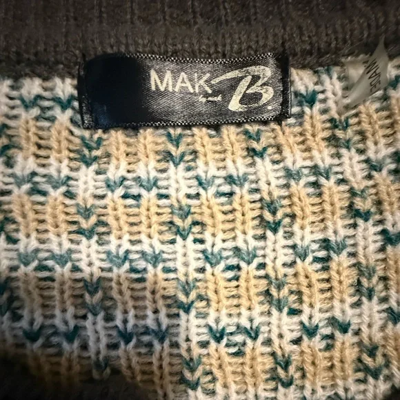 ✨ Mak B Fair Isle Button Down Cardigan Rustic Cottage Sweater Size M - Picture 3 of 7